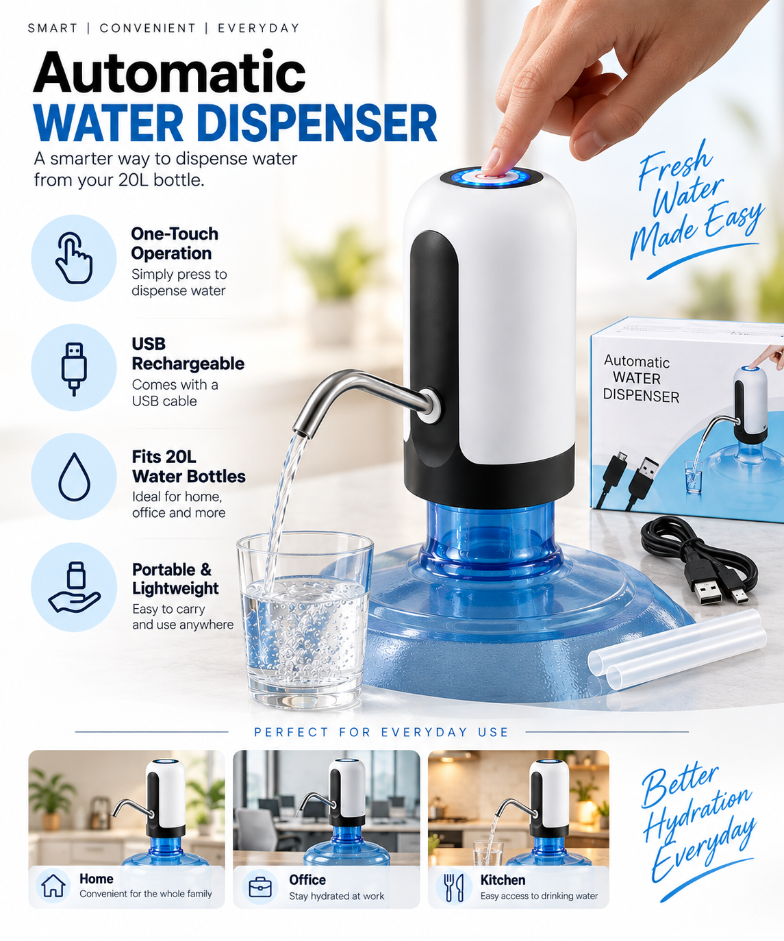 Automatic Wireless Water Can Dispenser Pump