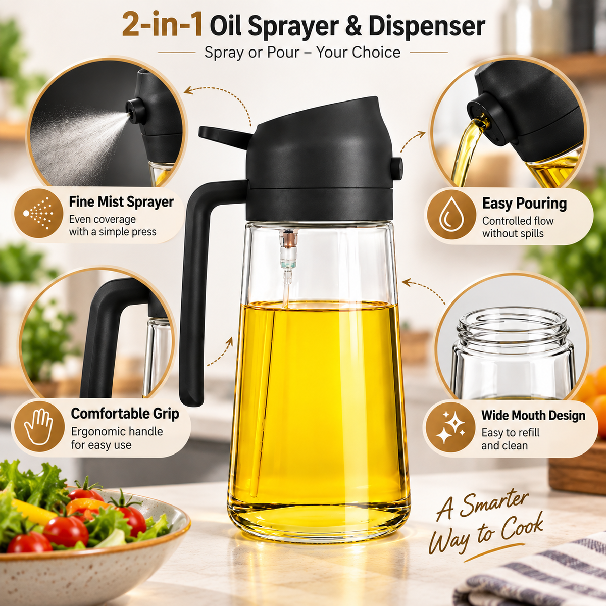 2-in-1 Oil Sprayer & Dispenser
